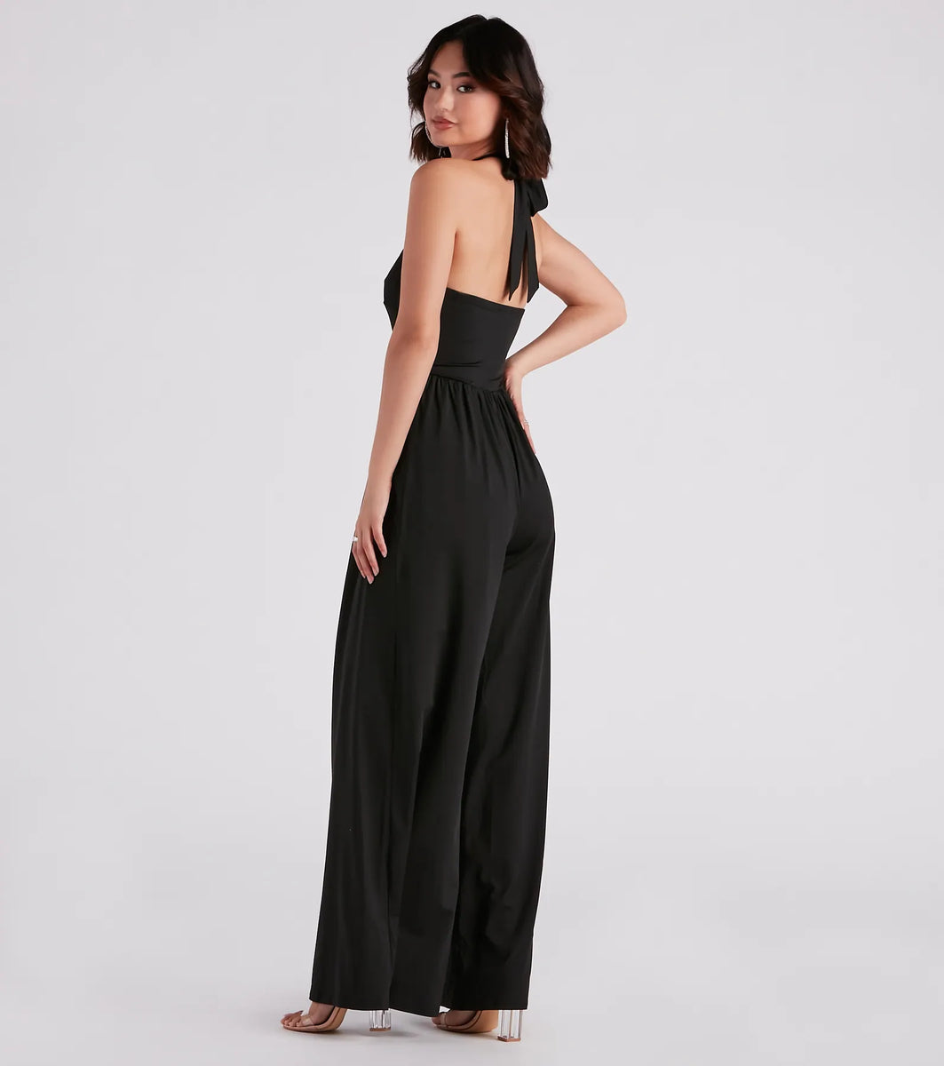 Cutie Crossing Halter Wide-Leg Jumpsuit | Windsor