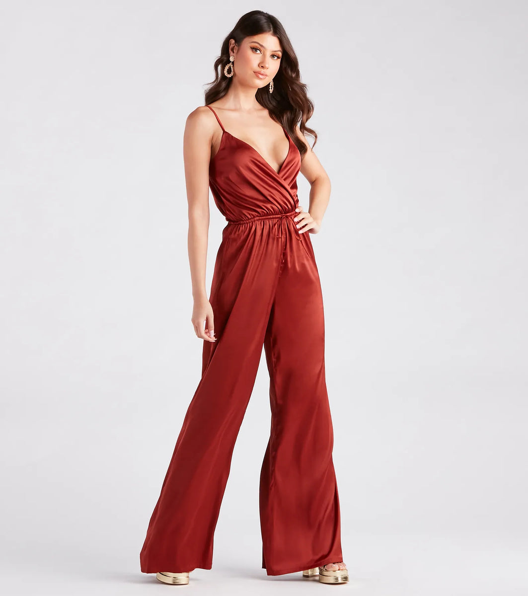 Wide Leg Jumpsuit with Peplum Top and Jacket Dusk