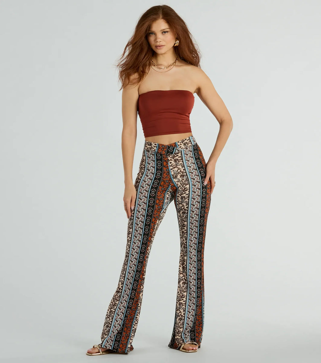 Summer Dream Paisley Knit Flare Pants | Windsor