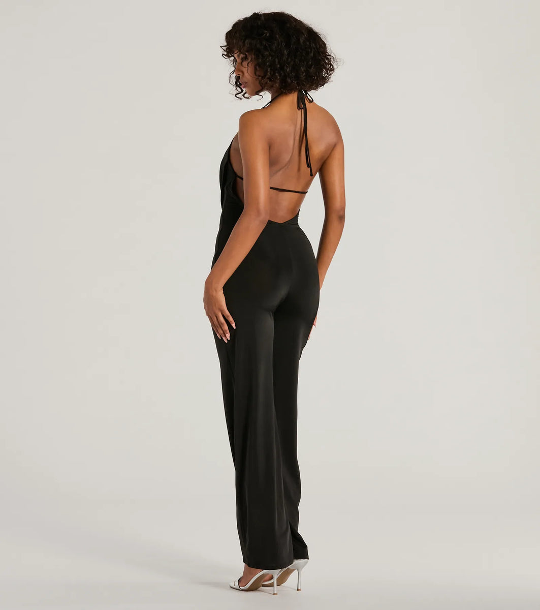 Impressive Momemt Cowl Neck Strappy Wide-Leg Jumpsuit | Windsor Impressive Momemt Cowl Neck Strappy Wide-Leg Jumpsuit | Windsor