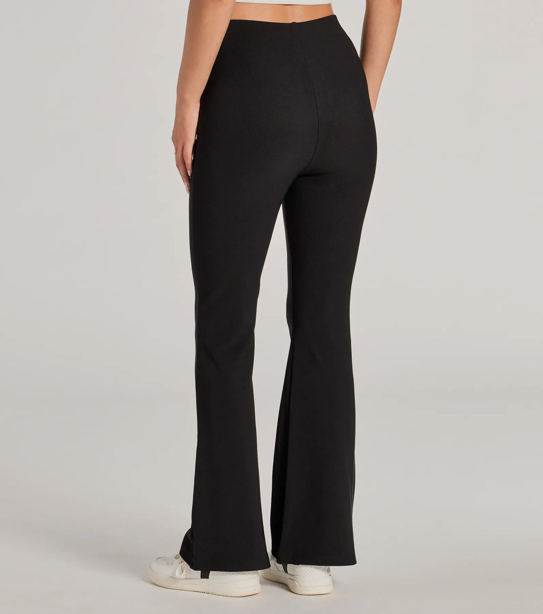 Laidback Look Ribbed Knit Flare Pants | Windsor