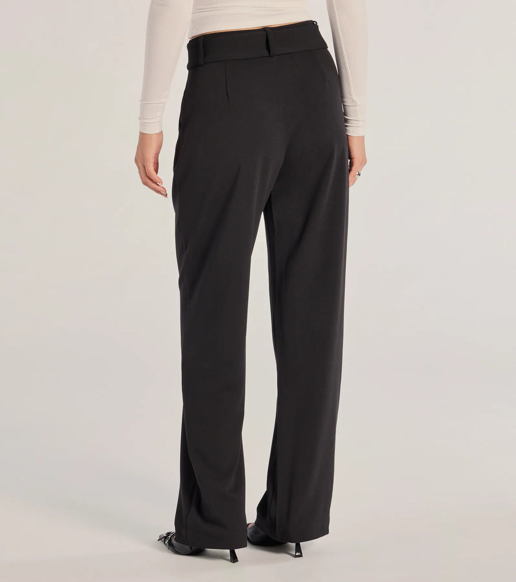 Sleek Impression Belted Straight-Leg Trouser Pants | Windsor