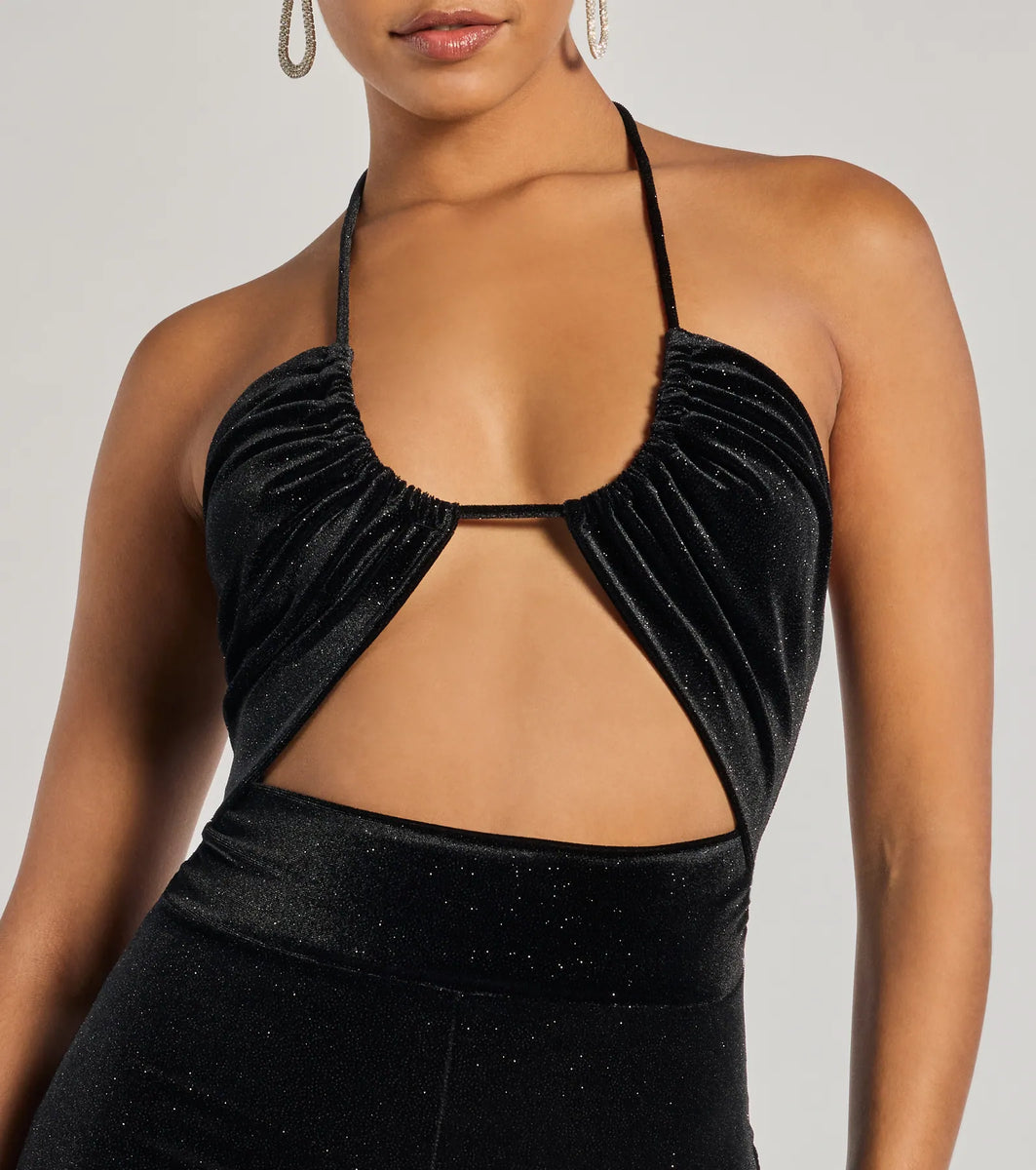 Here To Party Glitter Knit Cutout Jumpsuit | Windsor
