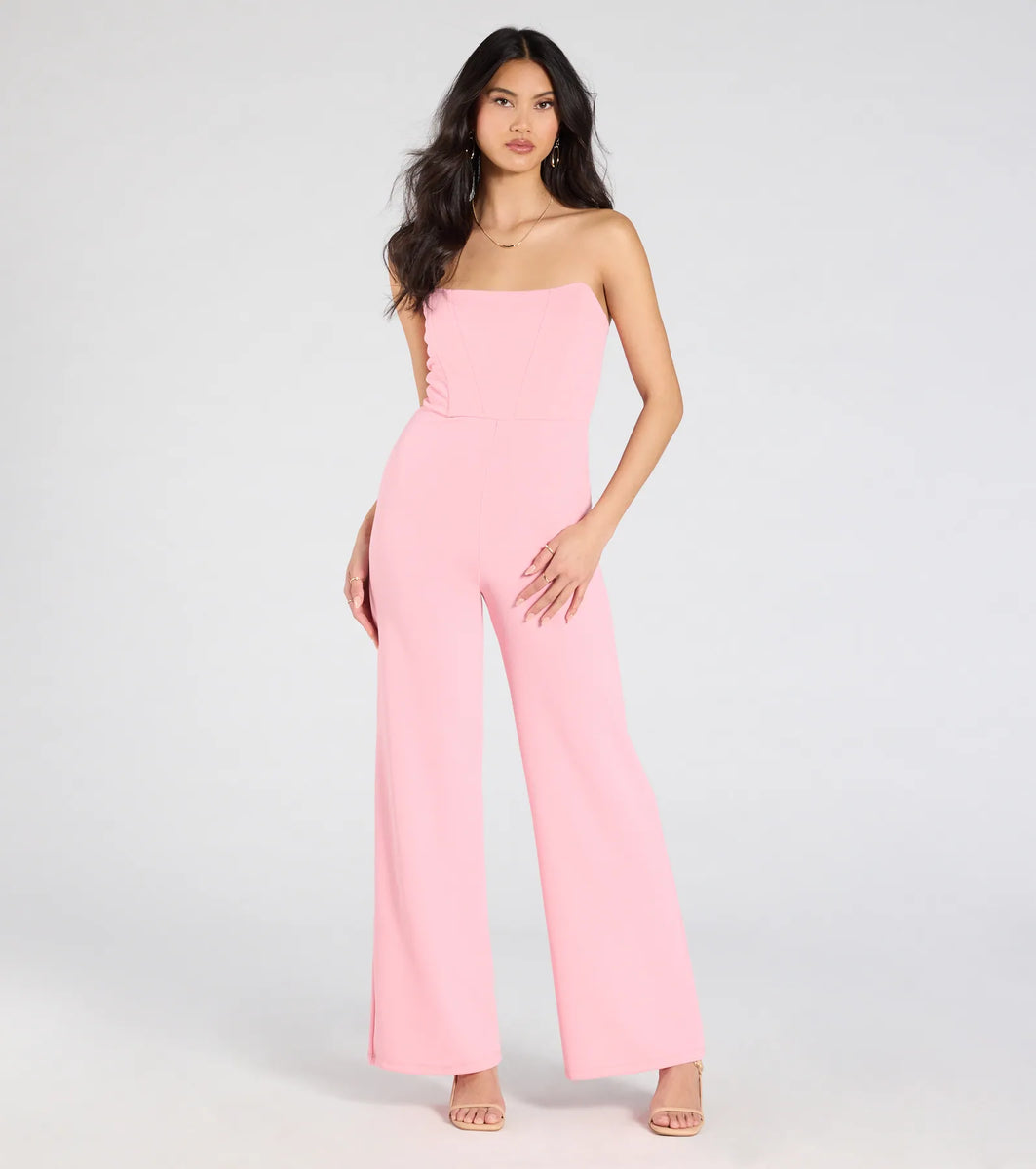 Strapless Wide Legged Jumpsuit in Black