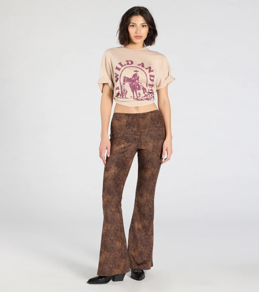 Suede Effect Sleeveless Top and Flared Pants Set main image 0
