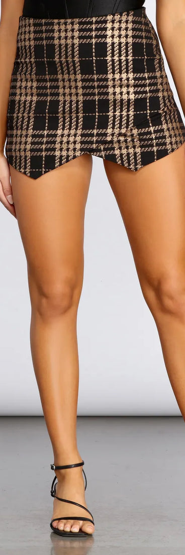 Plaid Asymmetrical Skort