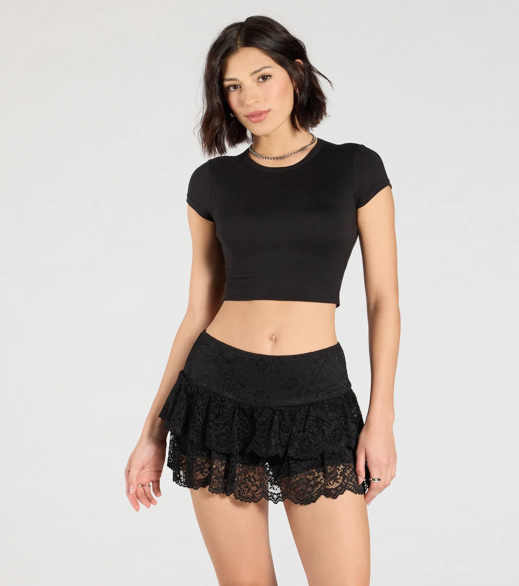 Flirty Feels Ruffled Lace Mini Skort | Windsor