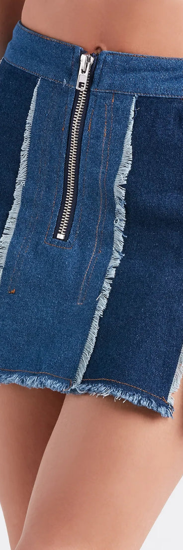 Cute Trendsetter Patchwork Denim Mini Skirt