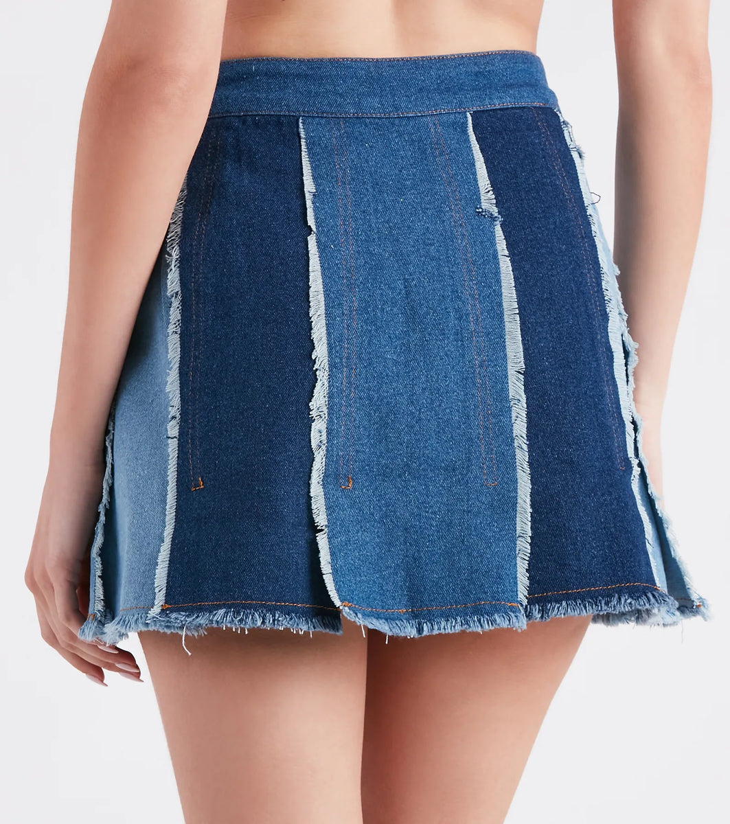 Rest&Recreation☆DENIM MINI SKIRT(3color) Cute Trendsetter Patchwork Denim Mini Skirt | Windsor