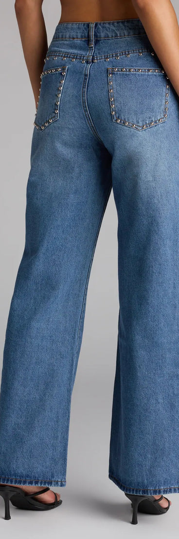 Style up your rotation with the Stud Game Strong Mid-Rise Denim Jeans, trendy dark denim wash jeans made to anchor every outfit with attitude and ease.