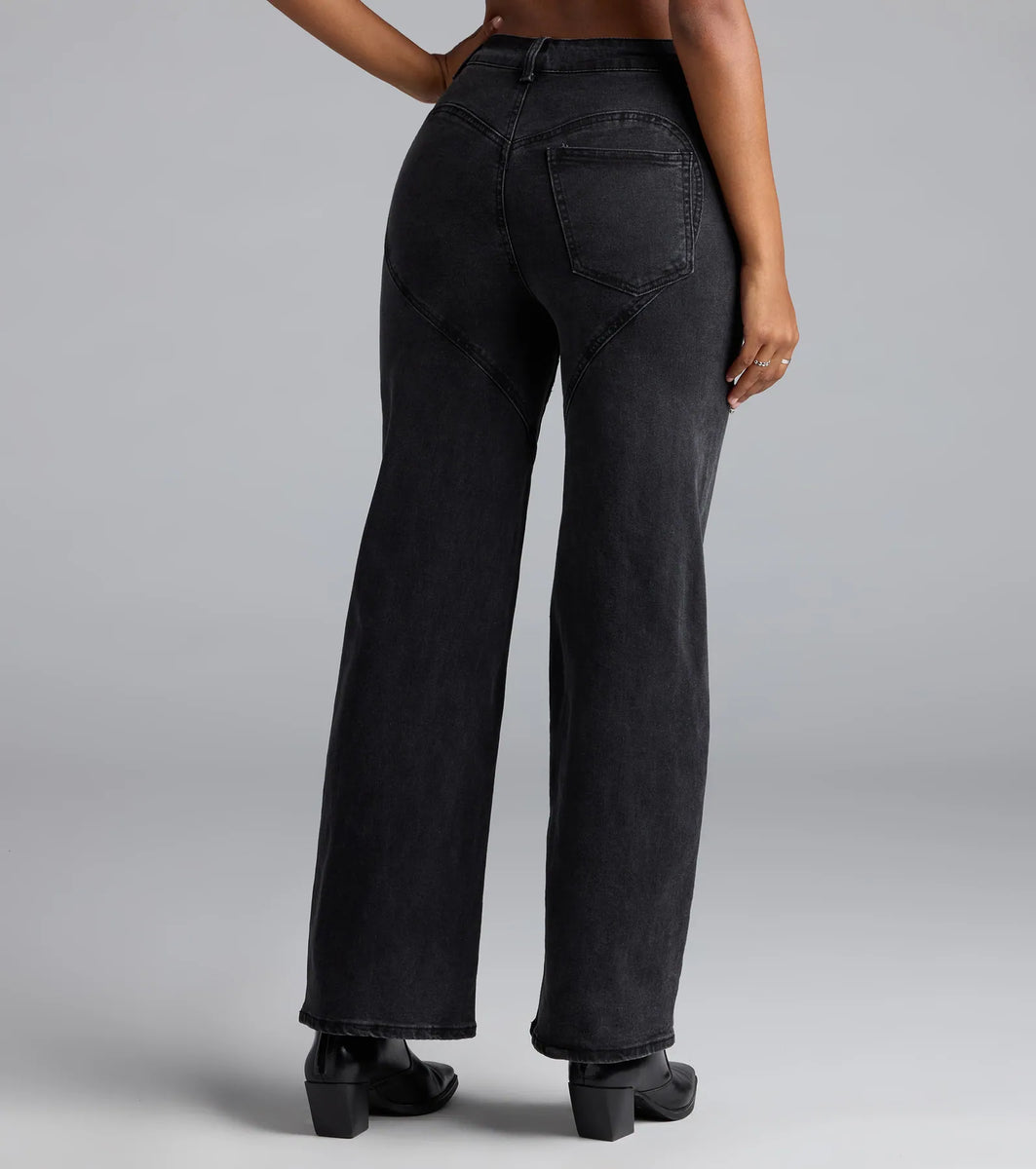 ●THEAIRTOWN● own wish jeans Women's Wide Leg Denim Jeans - High Rise, Low Rise Styles