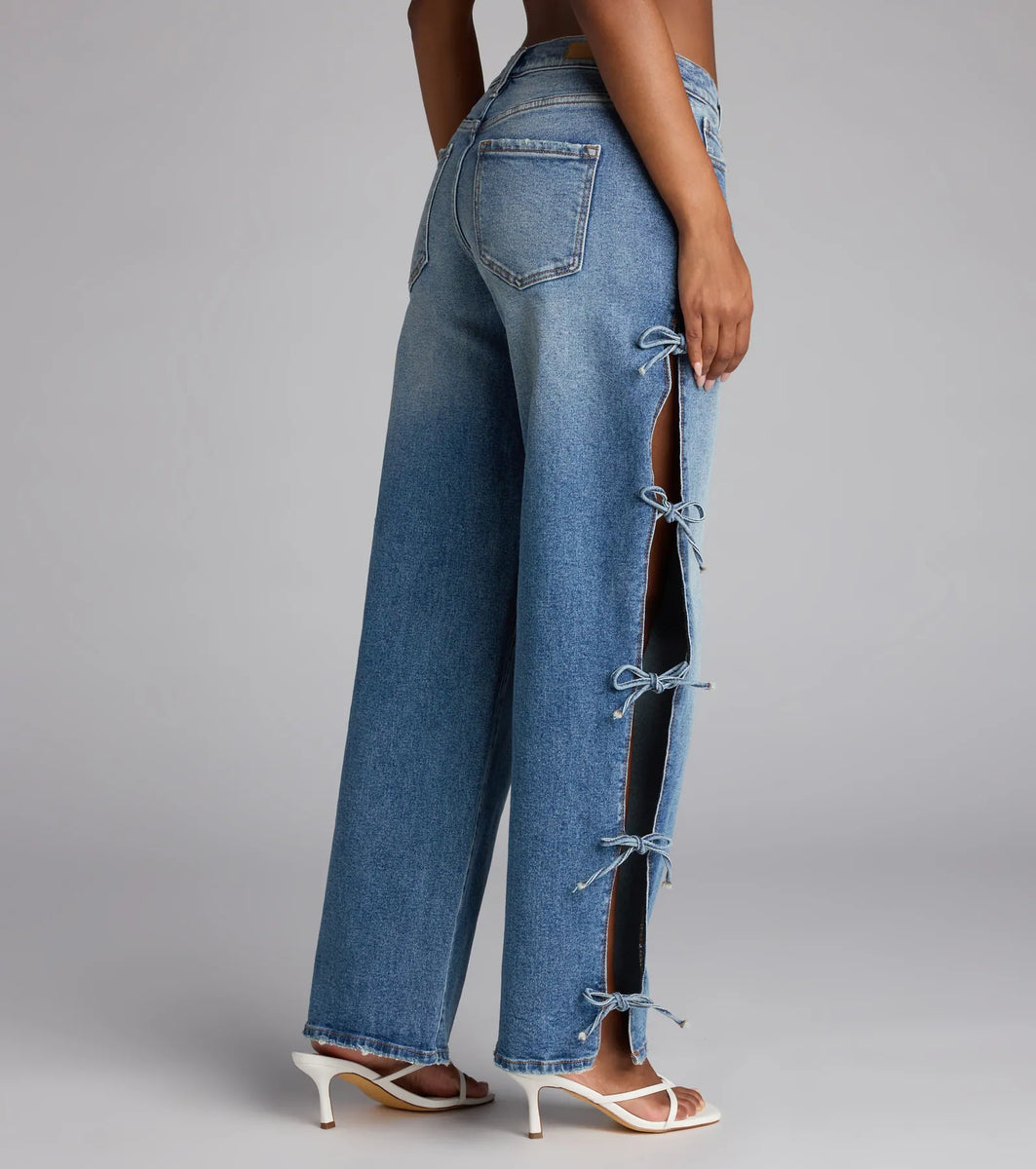 Tied Up in Denim Bow Mid-Rise Denim Jeans | Windsor Tied Up in Denim Bow Mid-Rise Denim Jeans | Windsor
