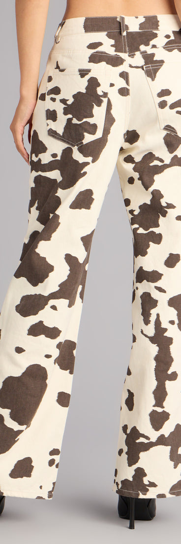 Spotted Scene Cow Print Denim Jeans