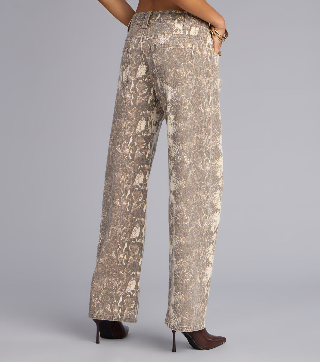 Wild Moves Snake Print Wide-Leg Jeans & Windsor