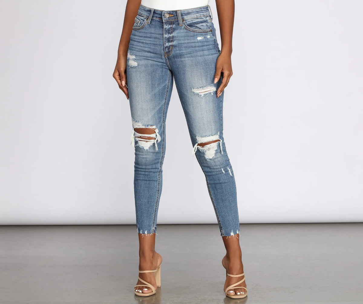 Clara High Rise Distressed Skinny Jeans | Windsor
