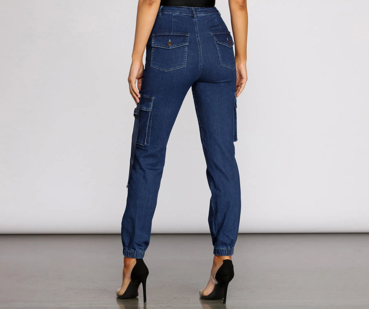 Grab N' Go Denim Cargo Jogger Pants | Windsor