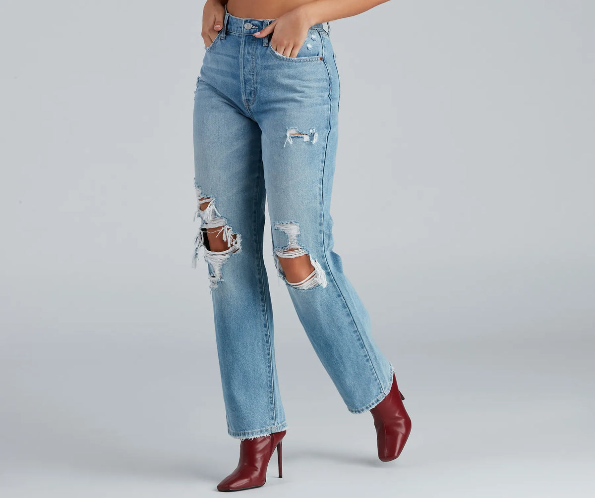 High-Rise Destructed Boyfriend Jeans | Windsor
