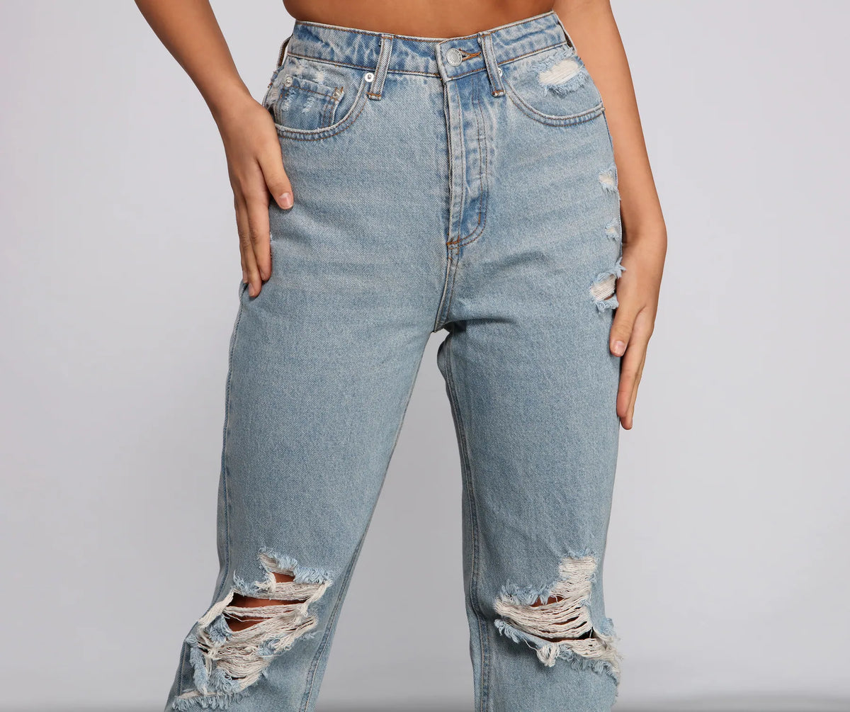 High Rise Destroy Slim Boyfriend Jean main image 1