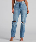 The High-Rise Distressed Boyfriend Jeans is a pair of stylish women's denim pants, perfect for creating easy winter outfits, from casual days to holiday gatherings.