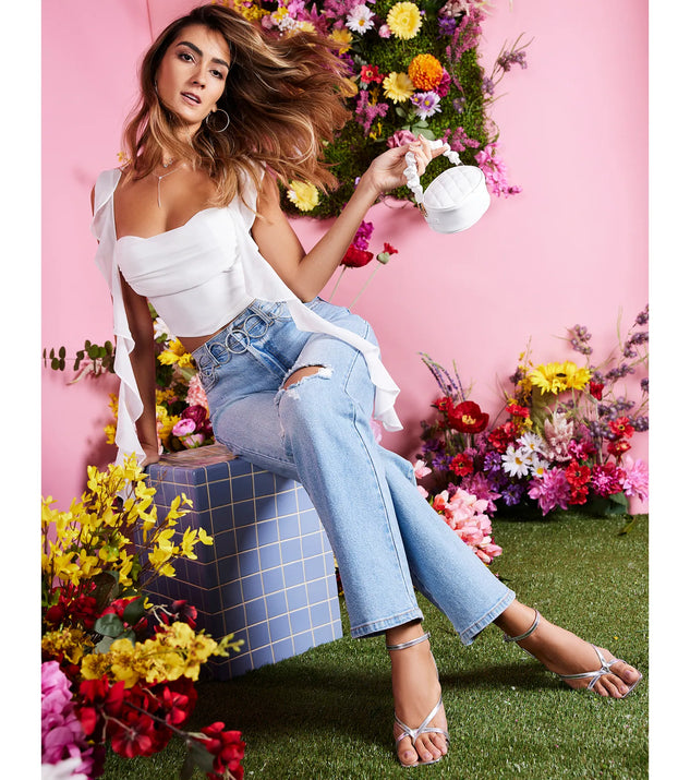 Stay on trend with the High-Rise Distressed Boyfriend Jeans, women's denim pants with cool accents and comfy fits, great for office looks or a night out.