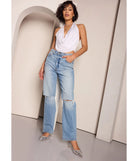 High-Rise Distressed Boyfriend Jeans