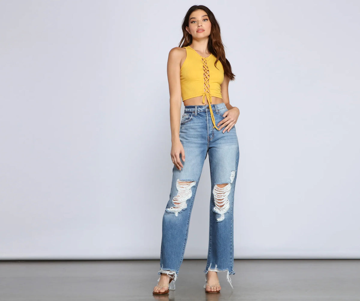 So The Drama High Rise Destructed Boyfriend Jeans | Windsor