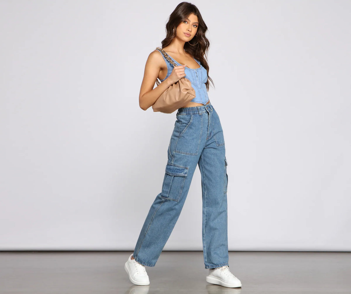 High-Rise Cargo Boyfriend Jeans | Windsor