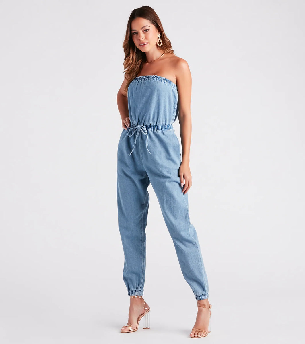 Strapless Stripe Jumpsuit main image 1