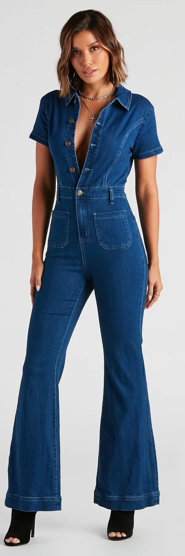 Gimme The Flare Denim Jumpsuit