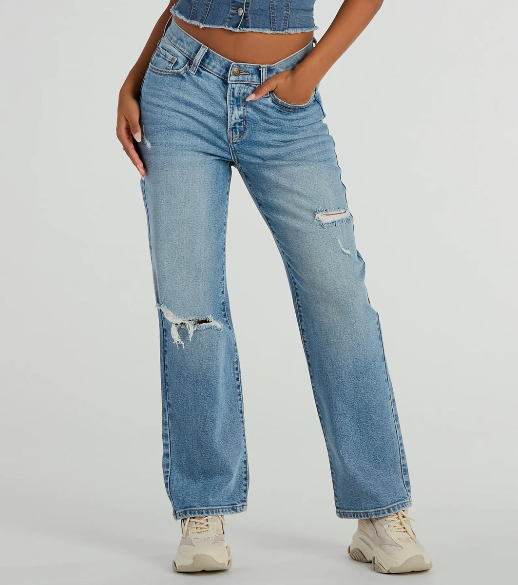 Serve Style Mid-Rise Straight-Leg Denim Jeans | Windsor