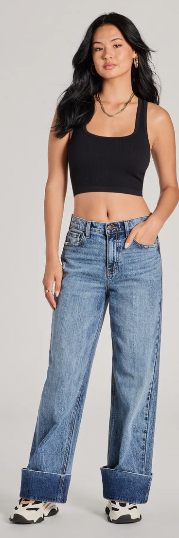 Upgrade your style game for 2025 with the Hot Shot High-Rise Wide-Leg Denim Jeans, perfect for any fashion-forward wardrobe.