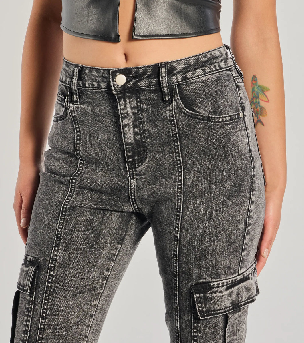 未使用級✨AMERI DENIM LIKE CORSET WORK PANTS High-Rise Straight Cropped Jeans by Windsor Denim