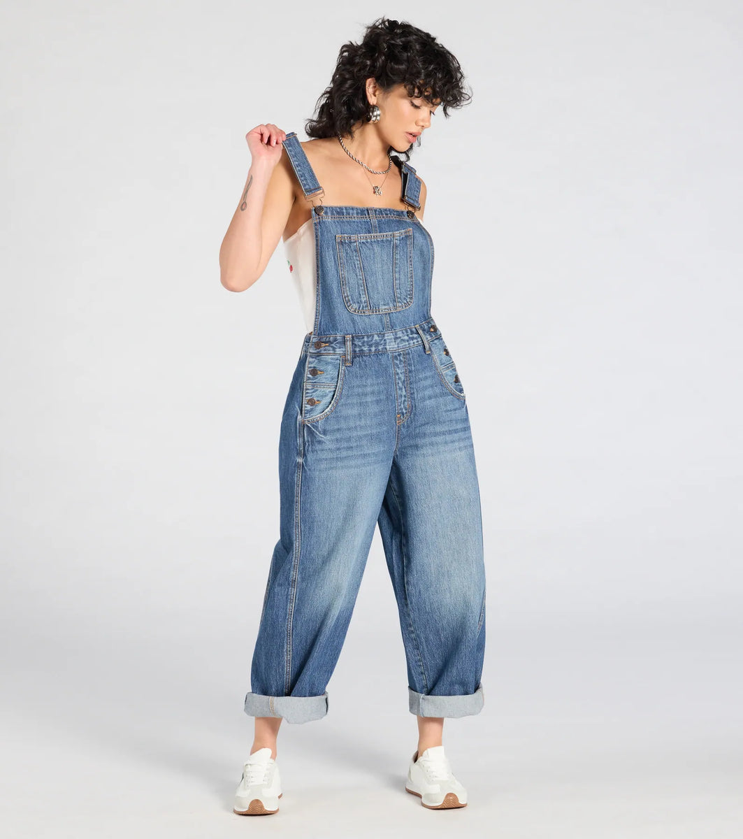 Match My Vibe Wide-Leg Denim Overalls | Windsor