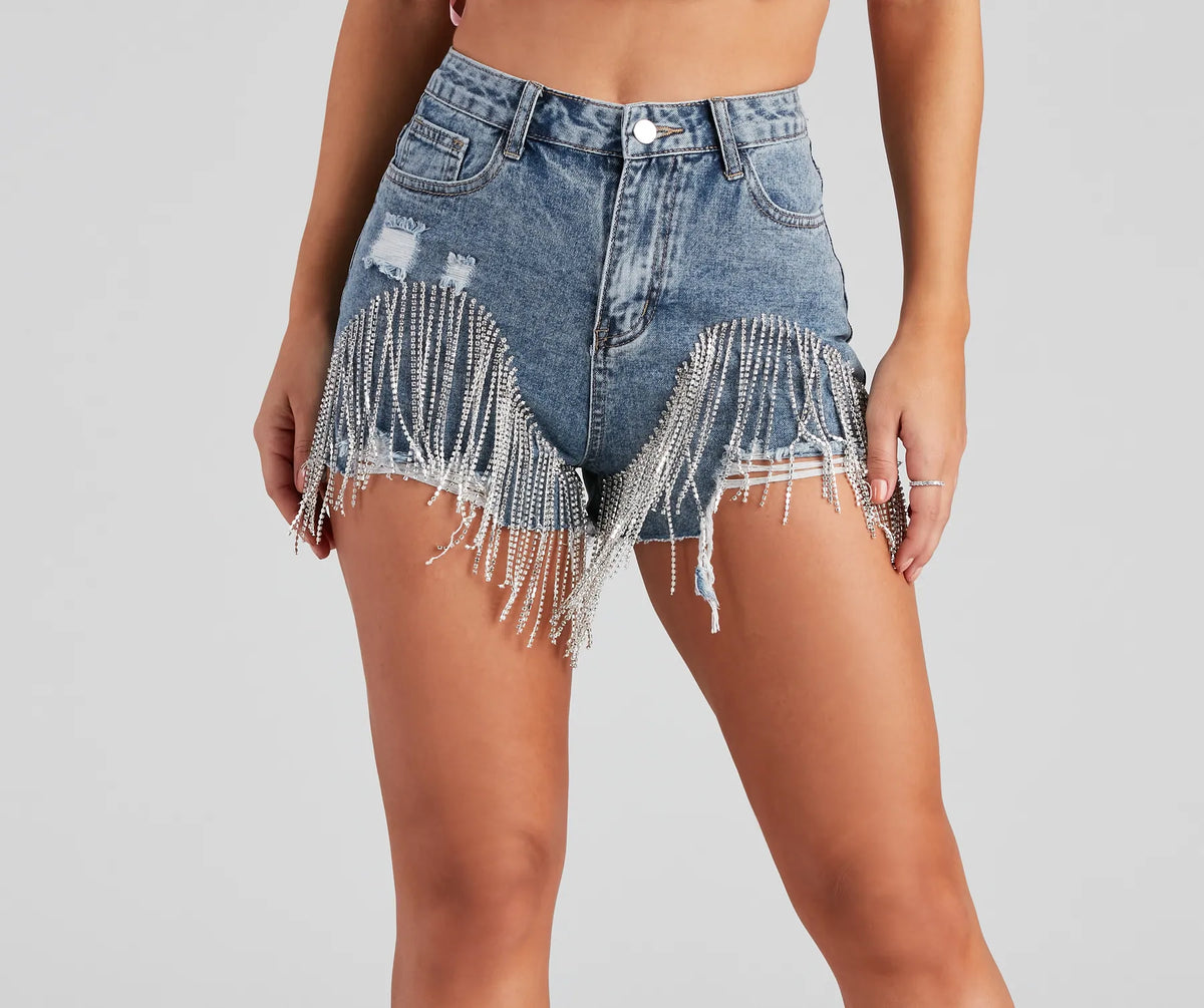 The Edge Of Fringe High Waist Denim Shorts Windsor
