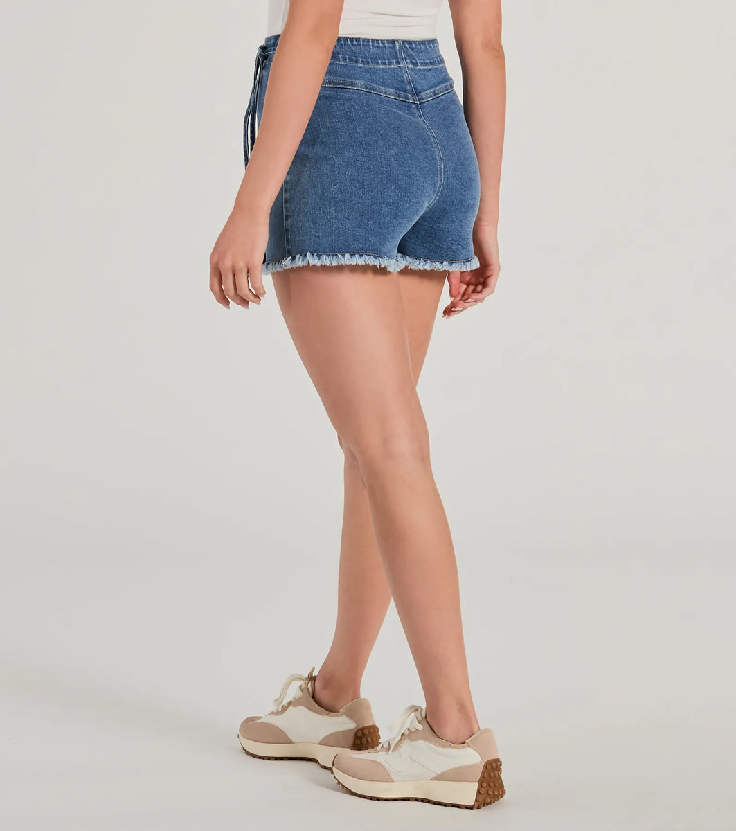Stylish Appearance Side-Tie Wrap Denim Skort | Windsor Stylish Appearance Side-Tie Wrap Denim Skort | Windsor