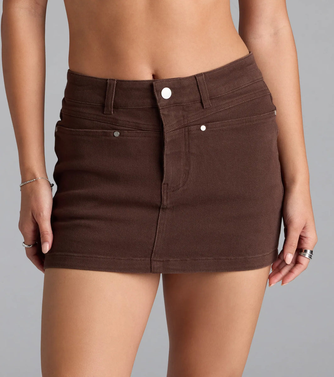 Going Somewhere Mid-Rise Denim Skort | Windsor