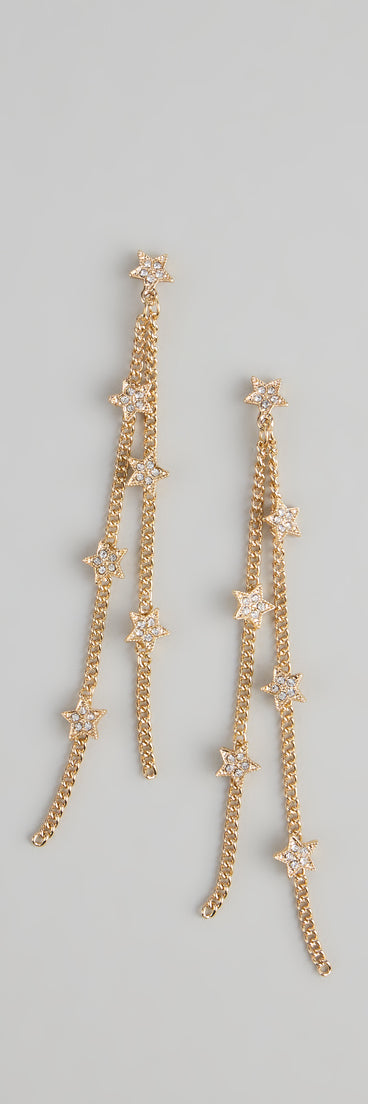 Catch The Glow Rhinestone Star Linear Earrings