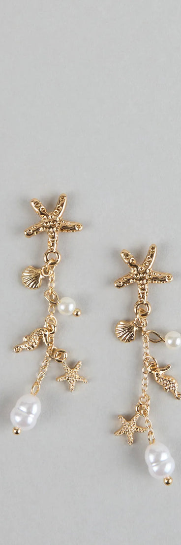Mermaid Mood Starfish and Seashell Earrings