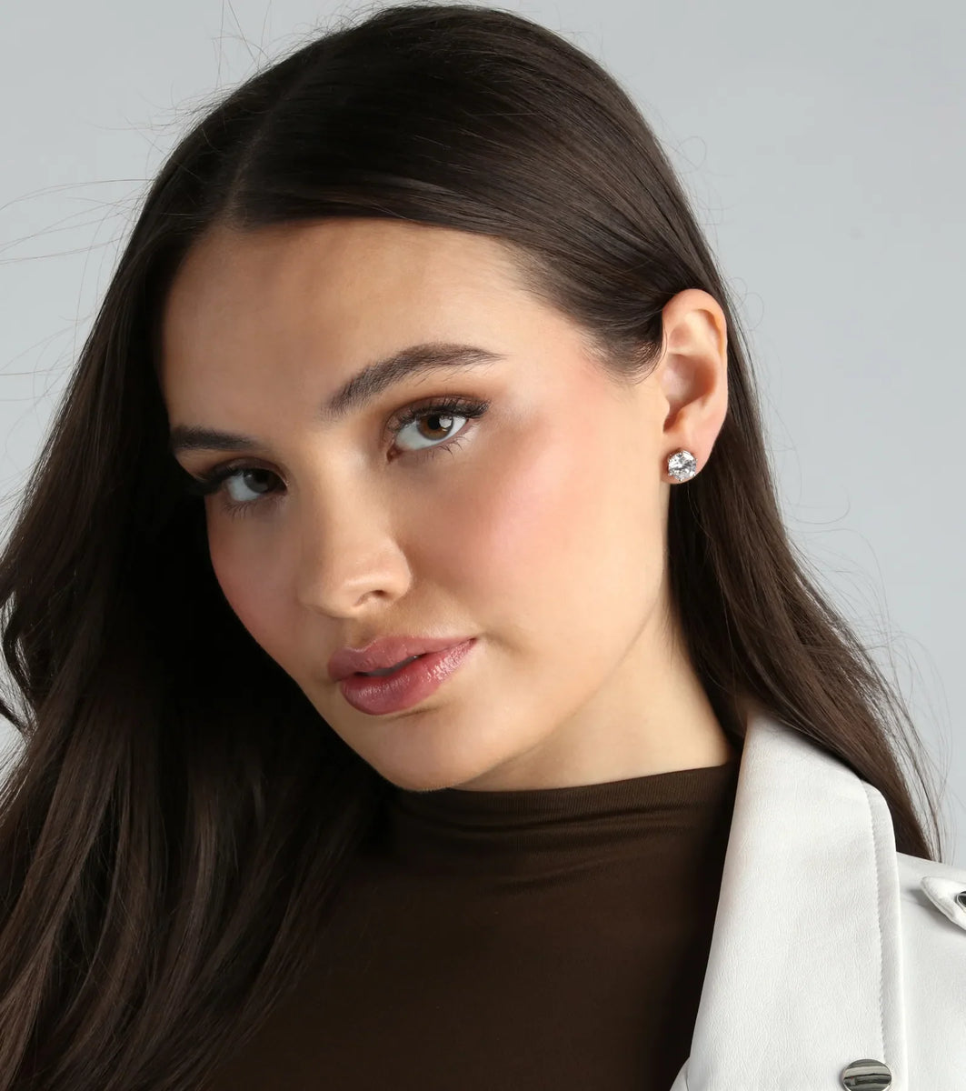 Simple Sparkle Cubic Zirconia Stud Earrings | Windsor