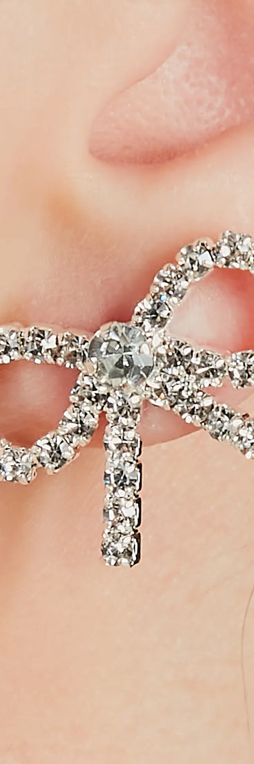 Simply Glam Rhinestone Bow Stud Earrings