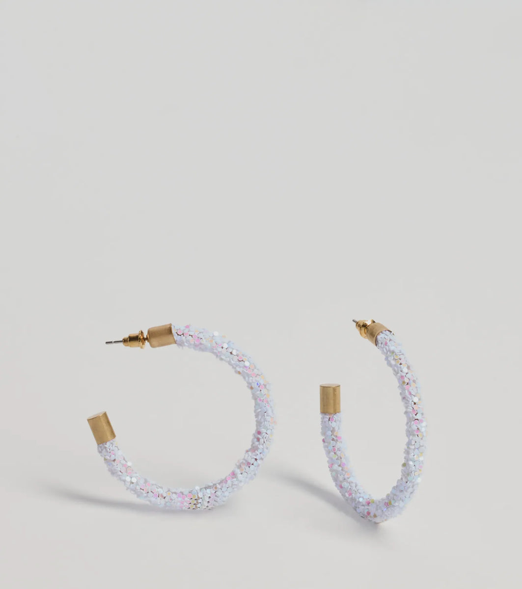 ☆人気☆【MONDAY EDITION】☆CLEAR DEWDROPS HOOP EARRING.S☆ Glowing Nights Iridescent Hoop Earrings | Windsor