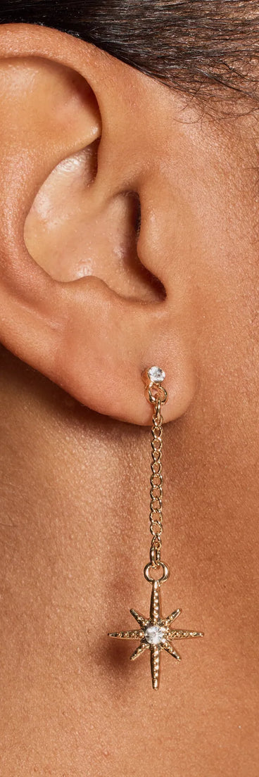 Celestial Cutie Rhinestone Star Charm Earrings