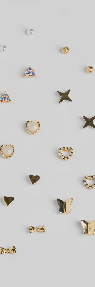Whimsical Style Nine-Pack Stud Earrings Set