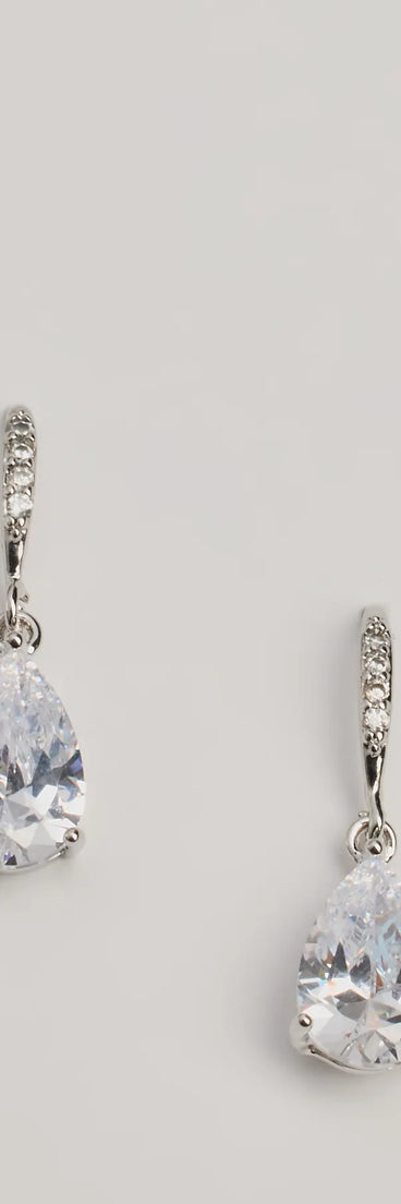 Glam Looks Teardrop Cubic Zirconia Earrings