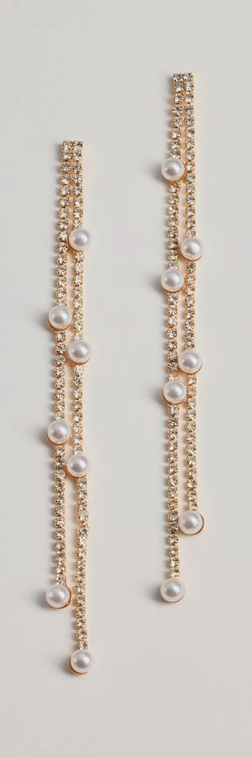 Dainty Luxe Faux Pearl And Rhinestone Earrings