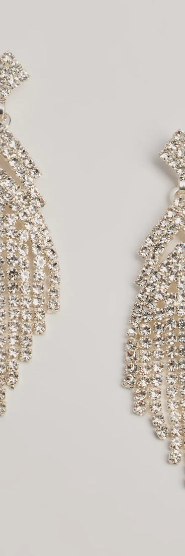 Gorgeous Glamour Rhinestone Fringe Earrings