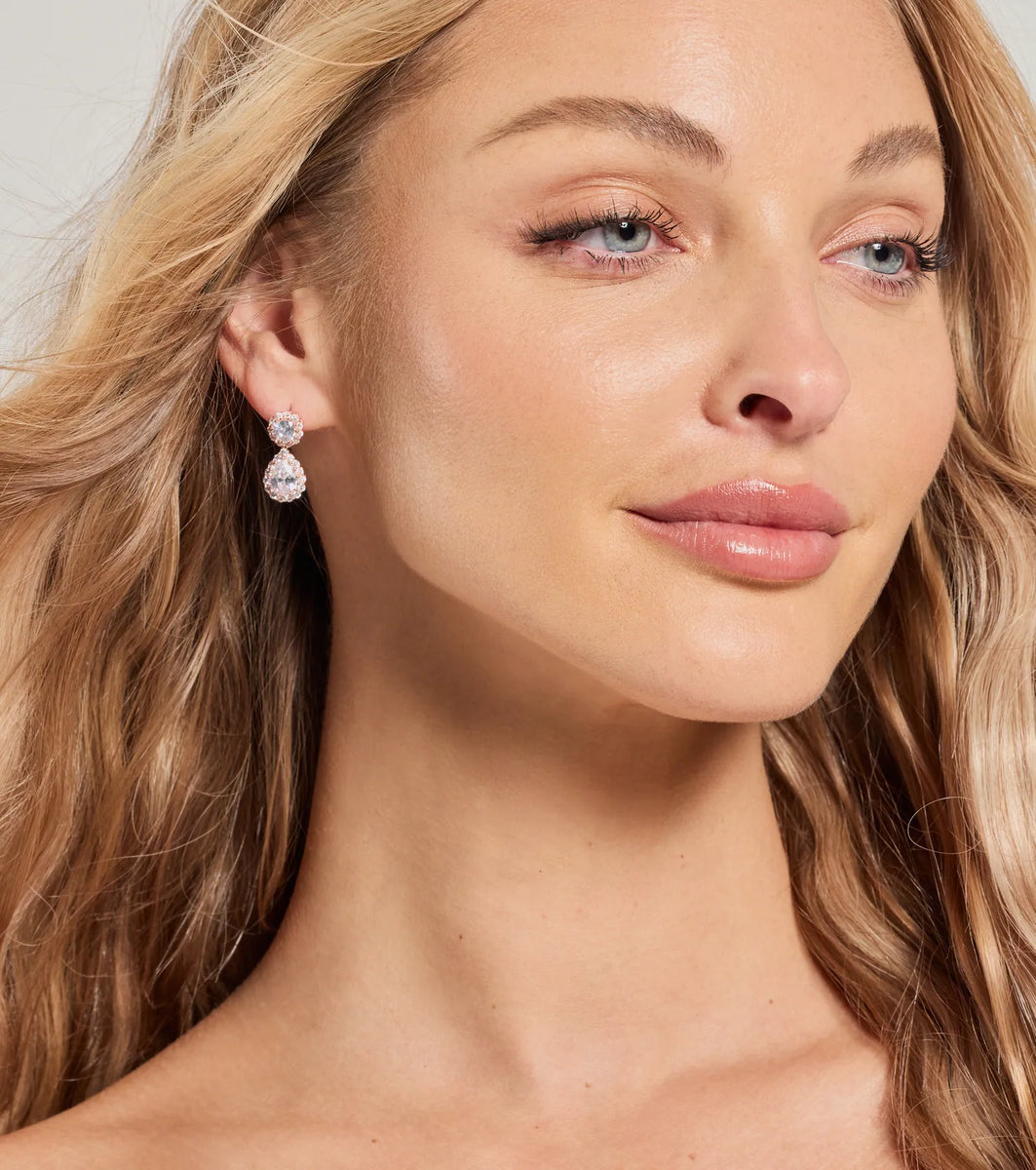 Diamante Drop Stud Earrings main image 1
