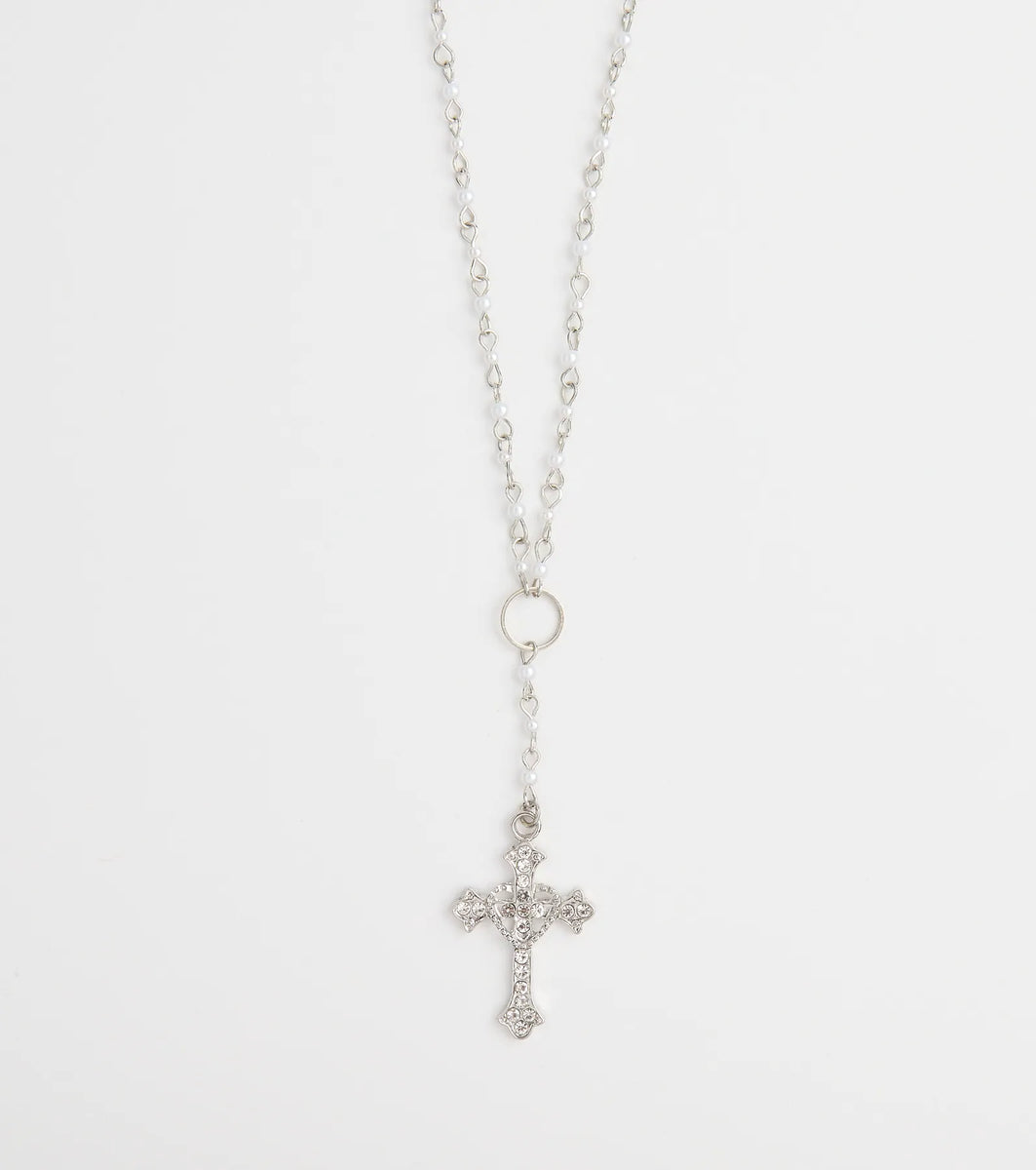 My Path Faux Pearl Cross Necklace | Windsor My Path Faux Pearl Cross Necklace | Windsor