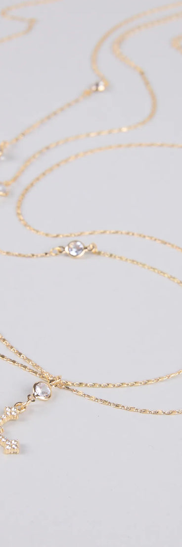 In Full Faith Cross Rhinestone Charm Belly Chain