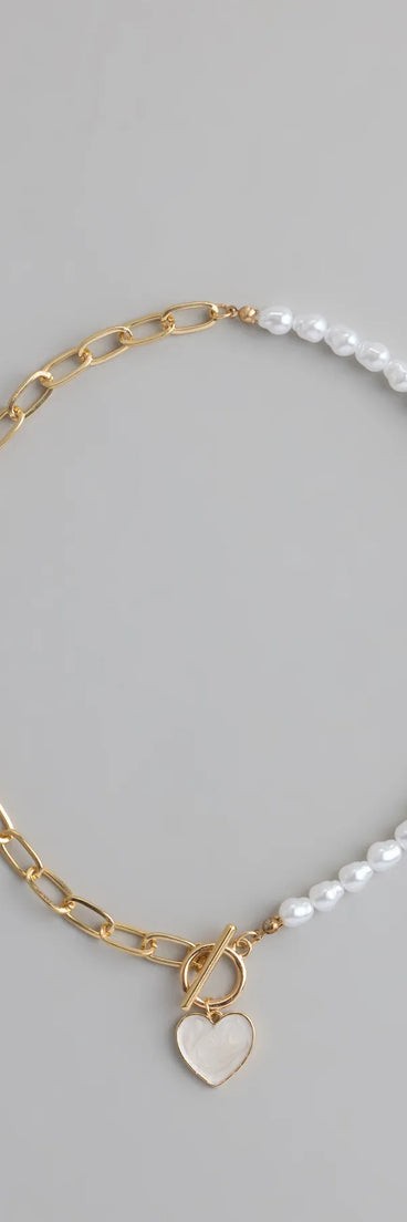 Trendy Charm Pearl Paperclip Chain Necklace